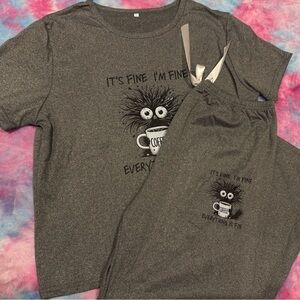 Gray Graphic Pajama Set